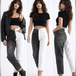 NWT REVICE True Love/Checkmate High Waist Fly Button Front Contrast Leg Sz 24💛